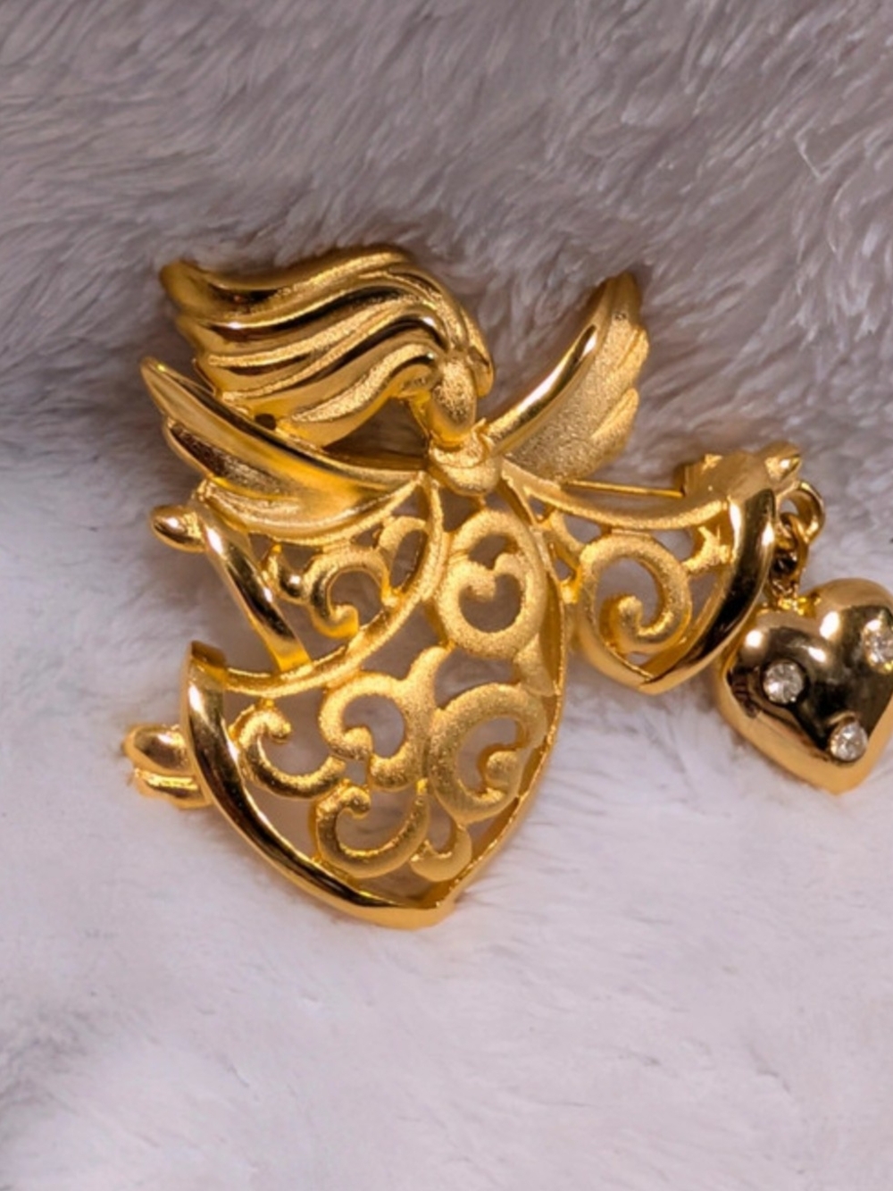 Gold Angel Pendant Charm - Elegant Women's Jewelry